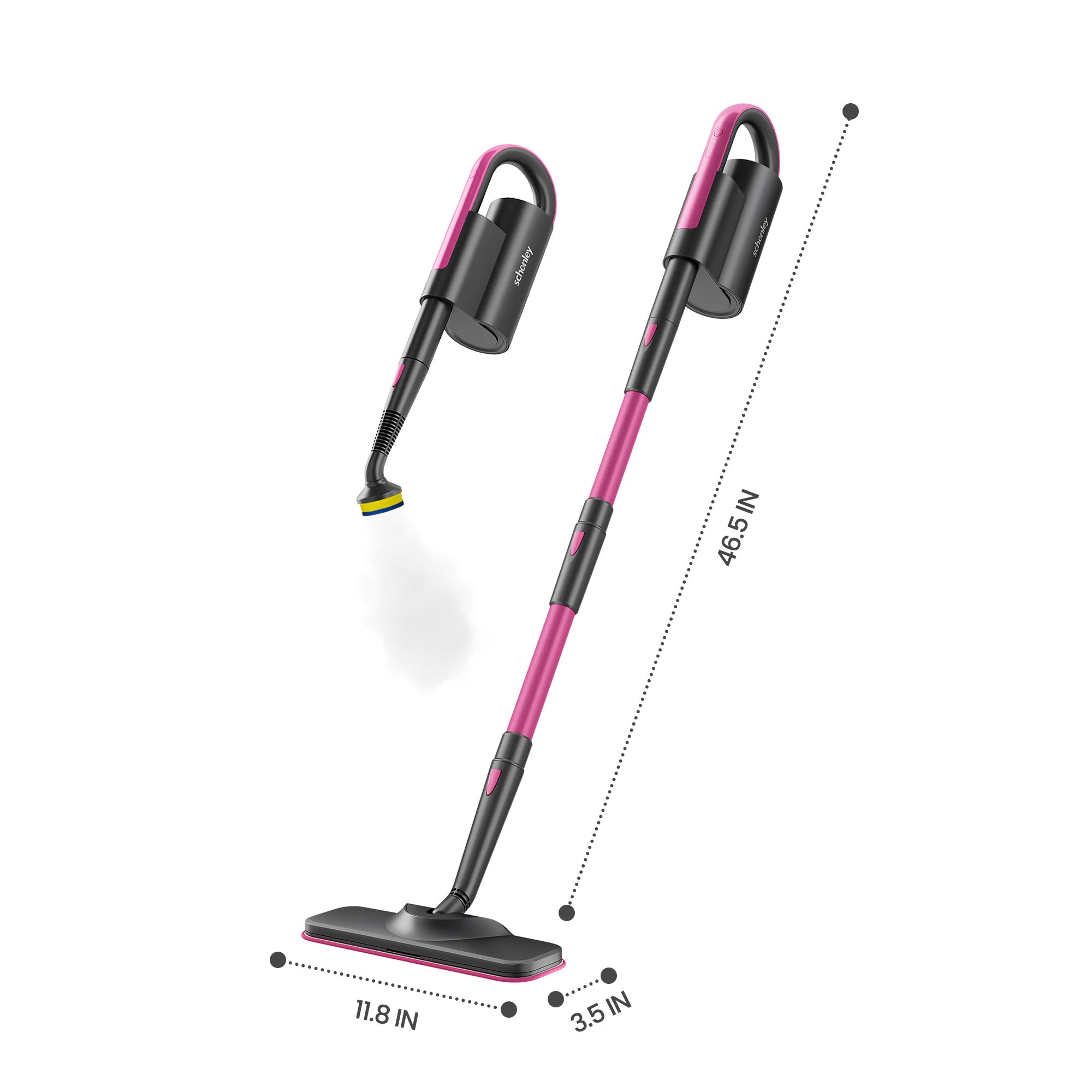 Schenley 19-in-1 Steam Mop Dual-Rod Design with Detachable Handheld Steamer for Walls, Grouts, Hard Floors, Tiles, includes Multi-purpose Accessories and Washable Microfiber Pads