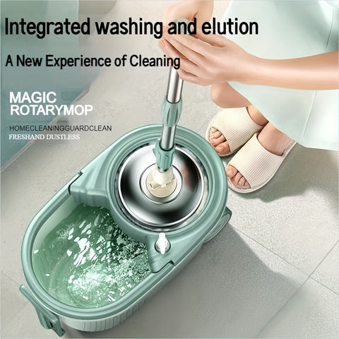 A Set Of Mops, Household Dual-drive Rotary Mops And Bucket Sets, No-wash Mops, Dry And Wet Two, Wash Two In One, 360 Degrees Option for All Kinds Of Floors