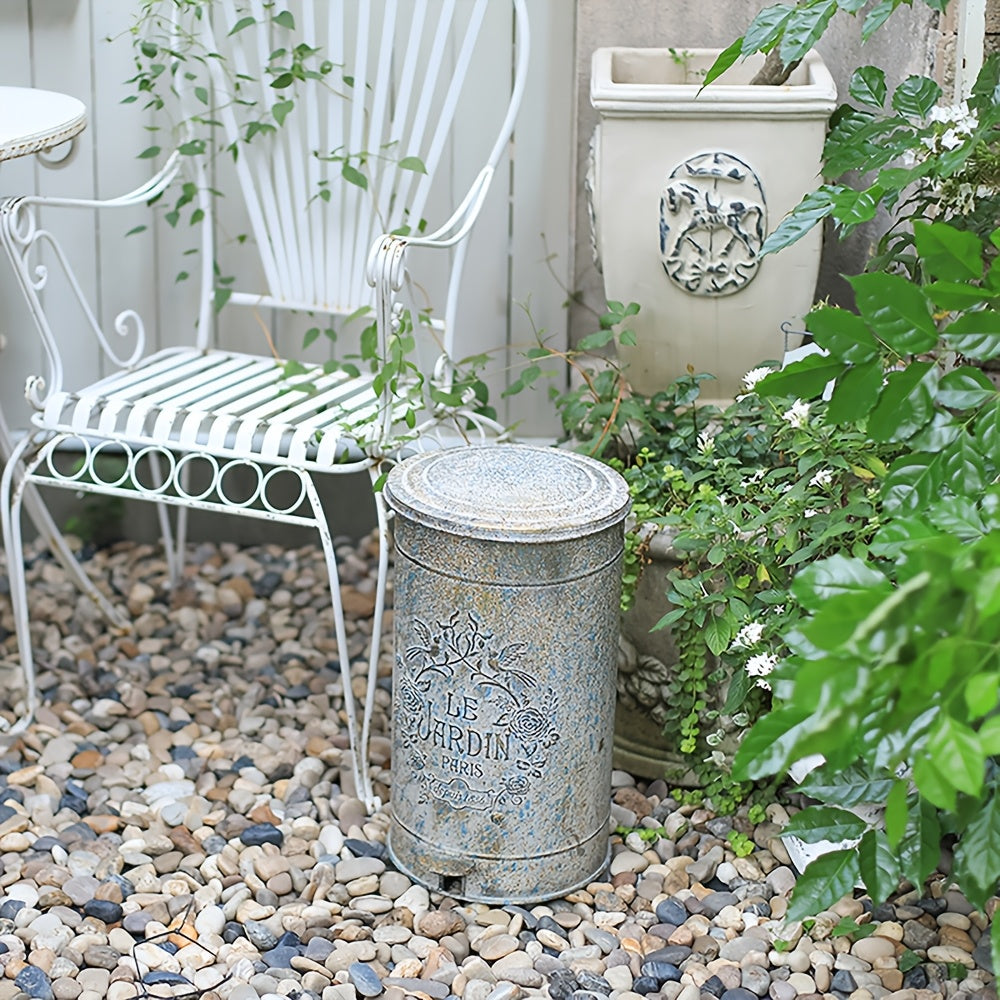 Metal Waste Basket Metal Waste Basket - Round Trash Can Suitable for Kitchen, Garden, Farmhouse, Outside