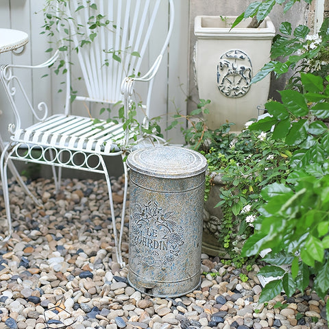 Metal Waste Basket Metal Waste Basket - Round Trash Can Suitable for Kitchen, Garden, Farmhouse, Outside