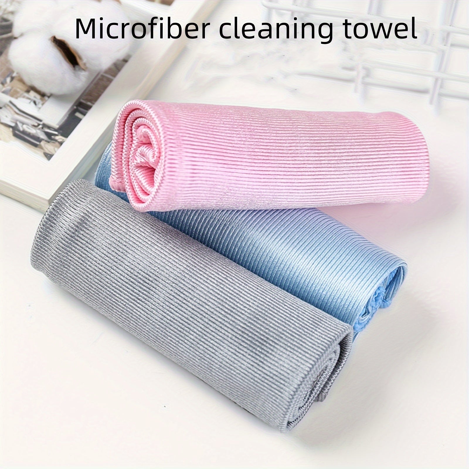 8pcs Microfiber Glass Cleaning Cloths - Lint-Free, Traceless, Shiny Surface Towels for Windows