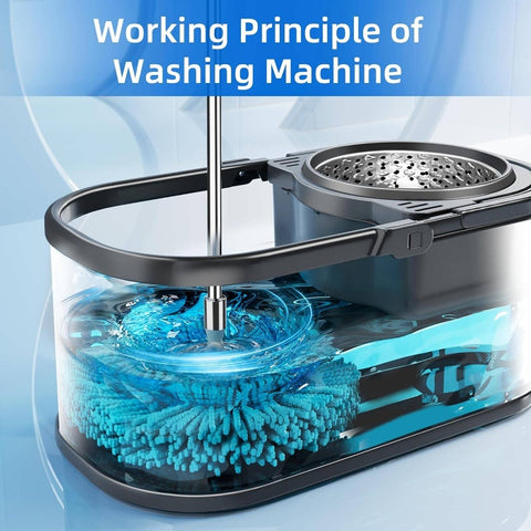 Spin Mop and Bucket with Wringer Set Home, 360 Mop and Bucket with Separate Clean and Dirty, Wet Dust Mop Floor Cleaning with Refills Silvery with 6 Pads, Spin Mop And Bucket Set, Floor Cleaning Mop, Mop And Bucket Set for Floor Cleaning