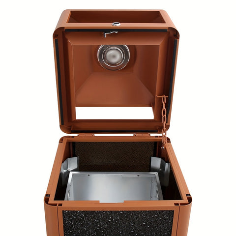 Heavy-Duty Metal Trash Can - Lockable Lid 15 Gallon Weatherproof Outdoor Trash Can Suitable for Offices Or Hotels Kitchens Bedrooms Toilets Public Places Outdoors