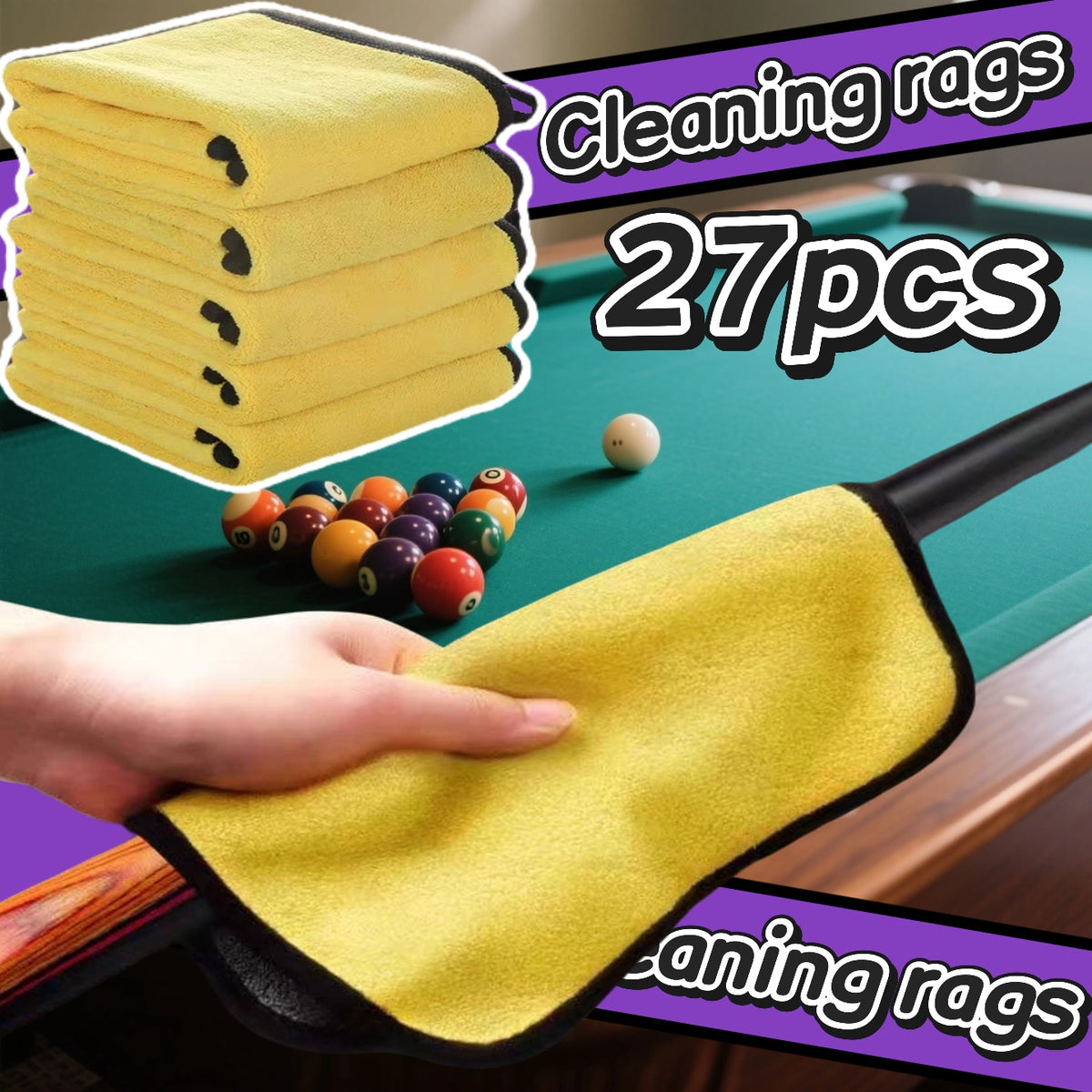 27pcs of microfiber car cleaning towels- billiard cue wiping towels, car washing and maintenance sets