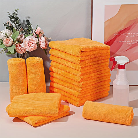 Microfiber Towel 5pcs Microfiber Automotive Towel | Borderless, Plush, Absorbent, 500 GSM, 16 inches, Orange, Dry Cleaning Polishing Towel
