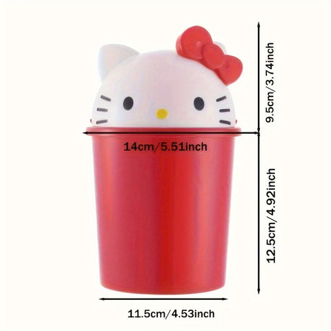 Sanrio for hello kitty Mini Trash Can with Lid - Cute Desk Waste Bin, Compact Decoration with Open-Top Lid, Perfect for Girls' Rooms, Birthday & Holiday Gifts, Office, School, Kitchen - Sanrio Collectible, School Supplies, Playful Aesthetic, Detachable De
